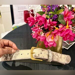 Cowhide Leather Gold Buckle Belt